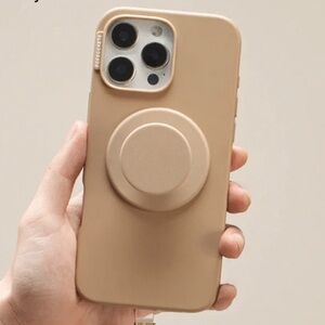 PopSocket iPhone 16 Pro Case with Magnetic Phone Grip in Latte